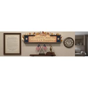Vintage Life Liberty and Pursuit of Happiness Wooden Sign 28x8